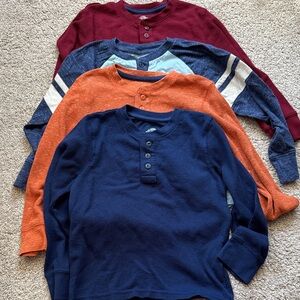 Kids Long Sleeve Henley Shirt Set - Navy Blue, Orange, Maroon